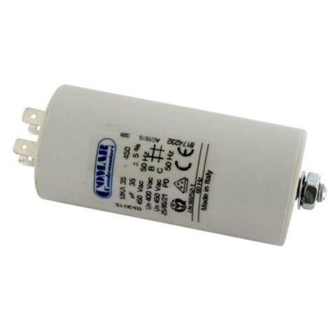 Condensateur électrique universel 35 µF – Fixation M8 – Ø 45 mm – H 94 mm – Pour circuits électriques à faible consommation