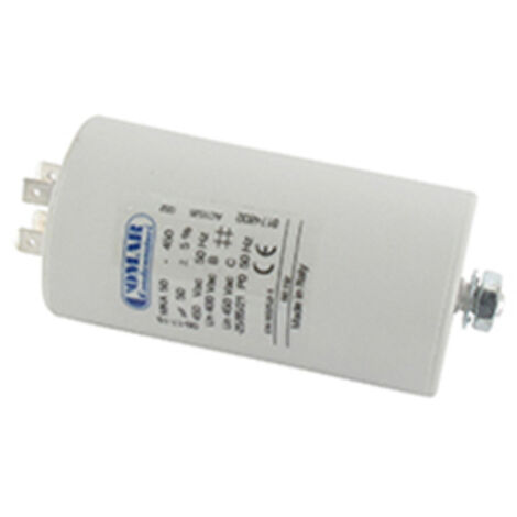 Condensateur Électrique Universel 50 Uf. - Fixation M8 , Ø: 50 Mm , H: 94 Mm