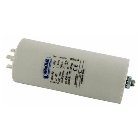 Condensateur électrique Universel 80 Uf. - Fixation M8 , ø: 50 Mm , H: 120 Mm