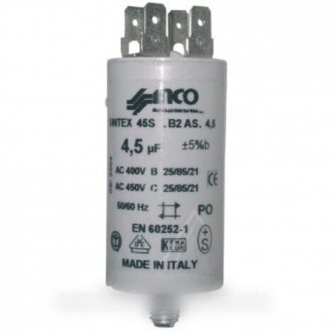 Condensateur fixation écrou central pour Lave-vaisselle CANDY 4.5uf 400/450v 92219435