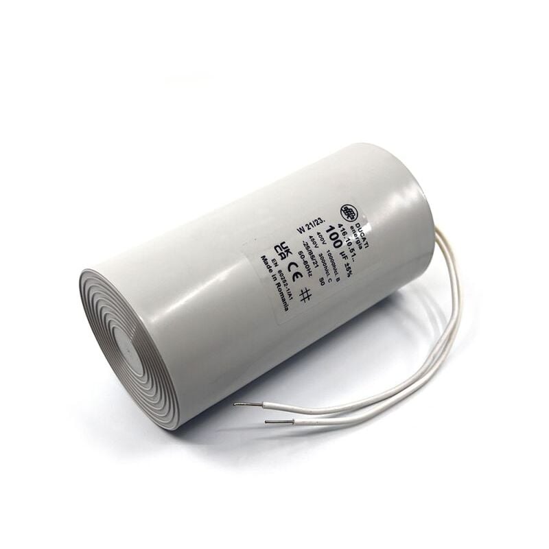 Condensateur permanent 100µF à fils - Ø60x120mm - Fond plat - ducati