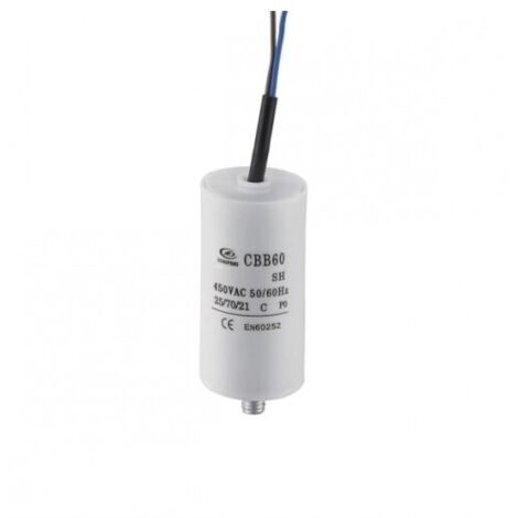 Condensateur permanent 12uF 450Vac – Diélectrique polypropylène – Moteur monophasé – Connexion par câble M8 – Fréquence 50/60Hz