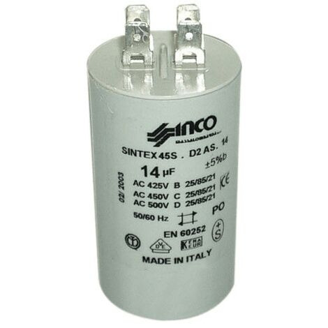 Condensateur permanent 14µF 450V pour lave-linge – Technologie de démarrage radial – Compatible avec divers modèles – 284982