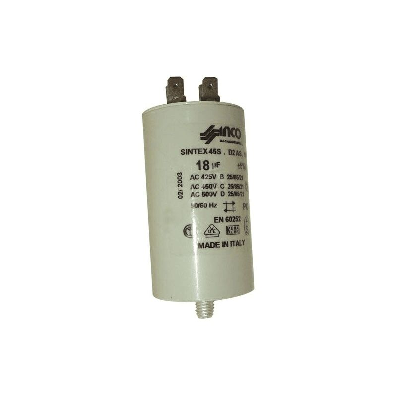 Condensateur Permanent 18&mu;f 450v Pour Lave Linge - 490364