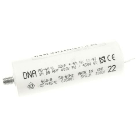 CONDENSATEUR PERMANENT 22 MF 450V POUR LAVE LINGE GORENJE - 58010219