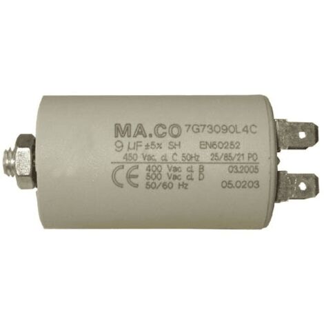 CONDENSATEUR PERMANENT 9ΜF 450V POUR LAVE LINGE - 284978