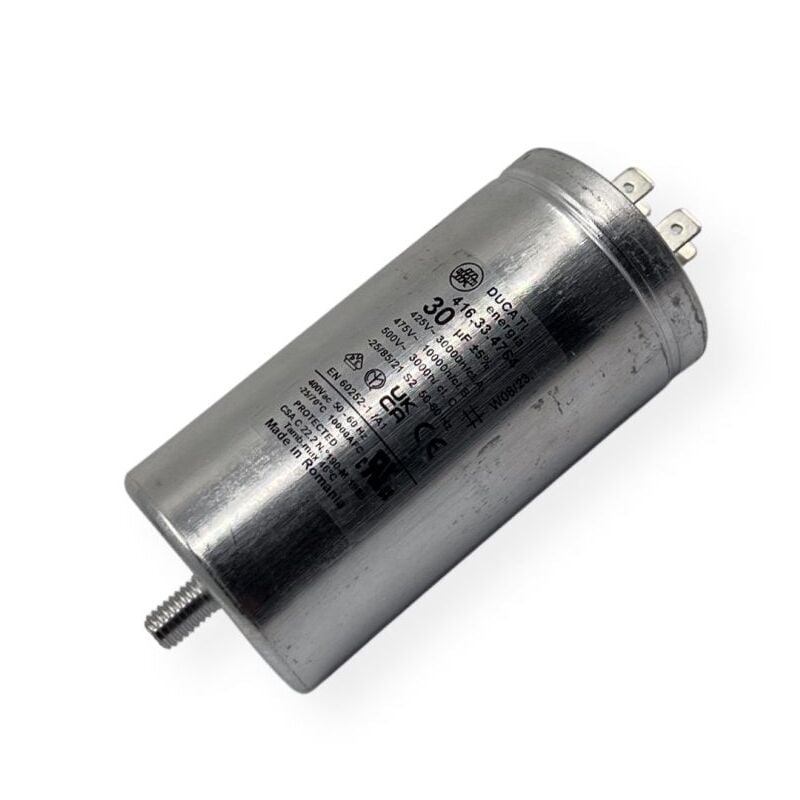 Condensateur permanent aluminium 30µF à cosses faston double - Ø50x98mm - ducati