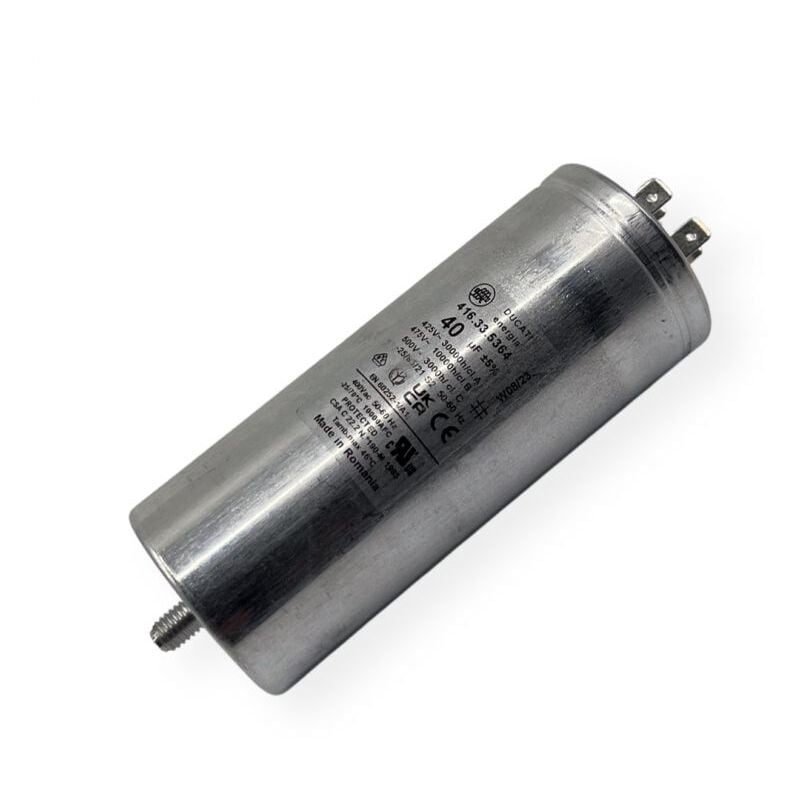 Condensateur permanent aluminium 40µF à cosses faston double - Ø50x122mm - ducati