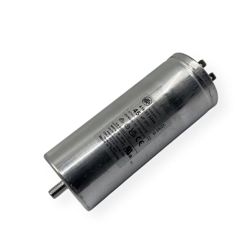 Condensateur permanent aluminium 45µF à cosses faston double - Ø50x122mm - DUCATI