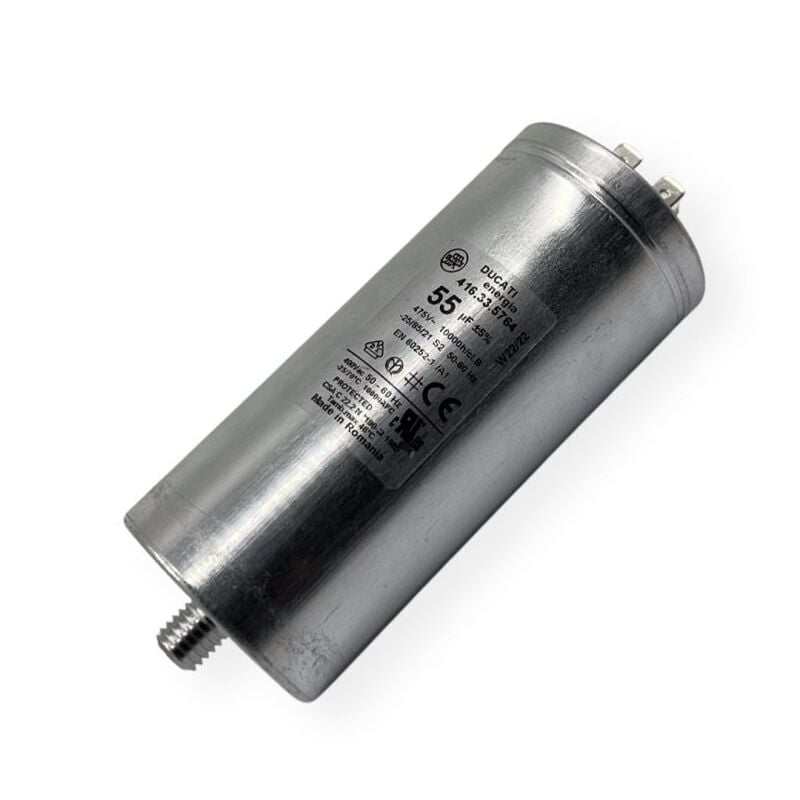 Condensateur permanent aluminium 55µF à cosses faston double - Ø55x122mm - ducati