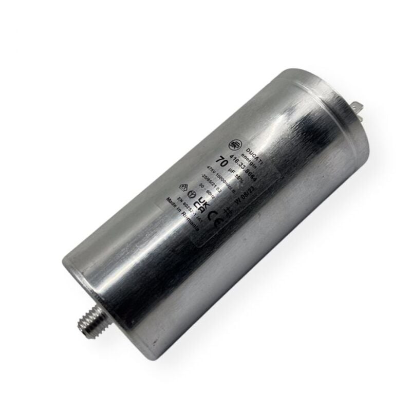 Condensateur permanent aluminium 70µF à cosses faston double - Ø60x137mm - ducati