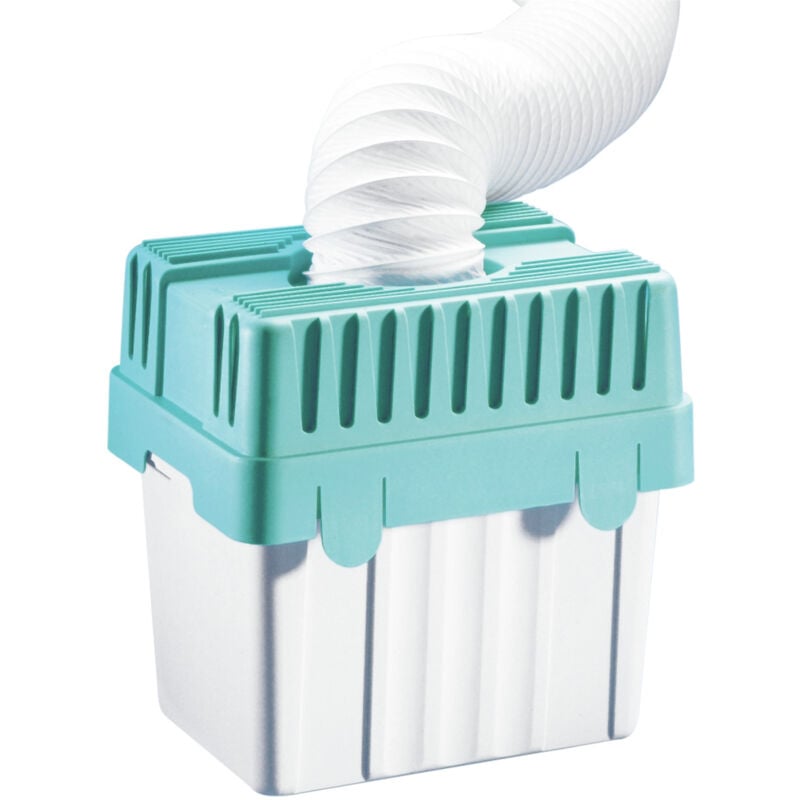 Wenko - Condensateur universel pour sèche linge Déshumidificateur pour sèche Linge, Jusqu'à 8 litres d'eau, Tuyau 150 x 10,5 cm, 28,5x29x23,5 cm, Gris