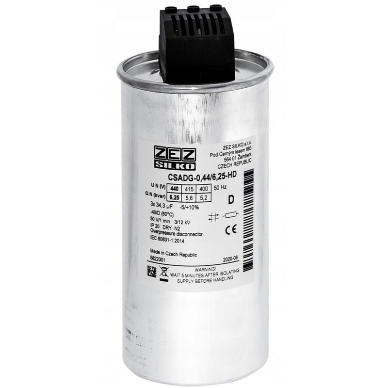 Condensateur ZEZ-Silko 6,25kvar 440V Cn=3x34,25µF In=3x8,21A