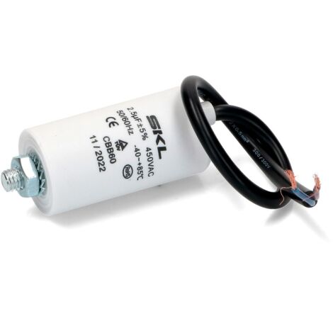 CONDENSATORE 2,5MF UNIVERSALE VARI USI D.30mm altezza 57mm CON CAVETTO