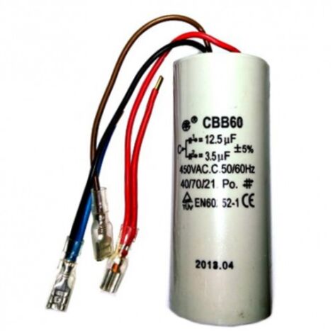 CONDENSATORE A 3 FILI RICAMBIO PARANCO L'EUROPEA TIRATUTTO PER TT 125-12,5 MF + 3,5 MF
