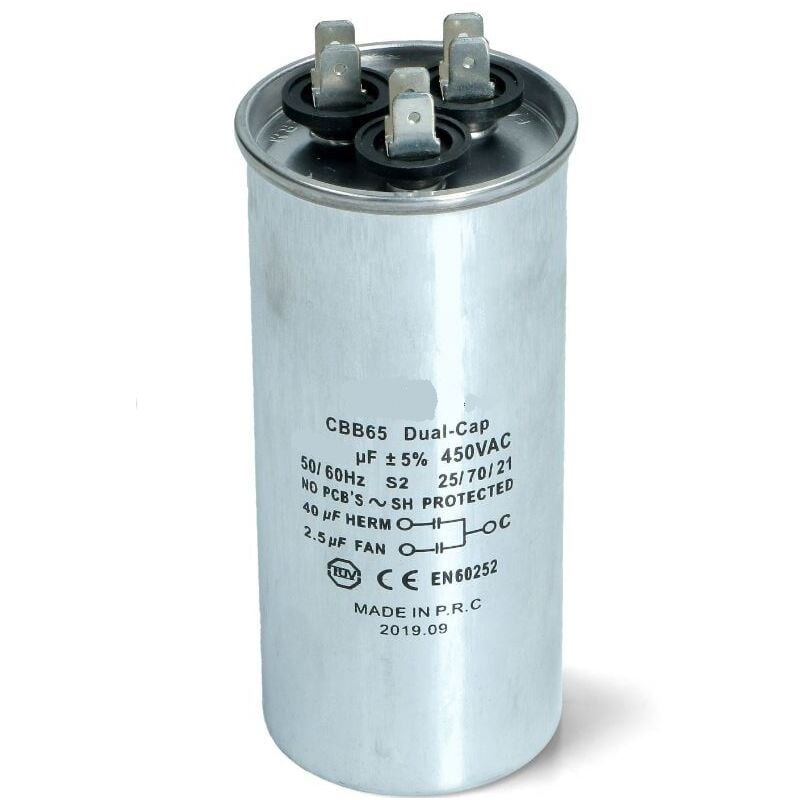Image of Eurostore07 - condensatore condizionatore metallico 35+2,5 uf 450V at 00230352