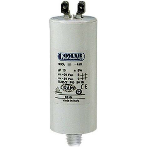 Condensatore di avviamento MKA 7uF 5% 450V Ø3,4x7cm con picchetto M8 e doppio faston Konek