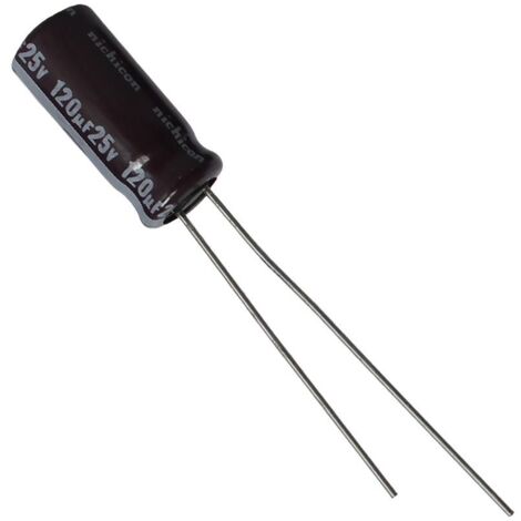 Condensatore elettrolitico 120uf 25v 105º 6x11 Rd 120mf25v105