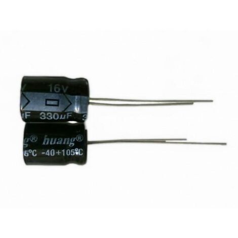 Condensatore elettrolitico 330uf 16v 105º 105º 8x12mm 330mf16v105/rd