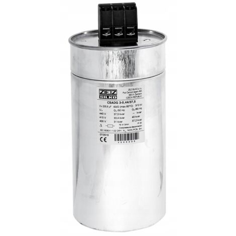 Condensatore ZEZ-Silko 37,5kvar 440V Cn=3x205,52μF In=3x49,26A O145x296MM