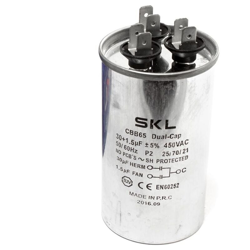 Condenseur 30 + 1,5 µF 450V Travail de climatisation métallique standard