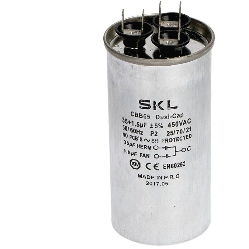 Condenseur 35 + 1,5 µF 450V Metal Air Climating Work Standard