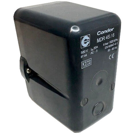 Condor Druckschalter 4S / 6 500V 20A 6bar inkl. Anschlussgewinde und 2 Anschlusskabel