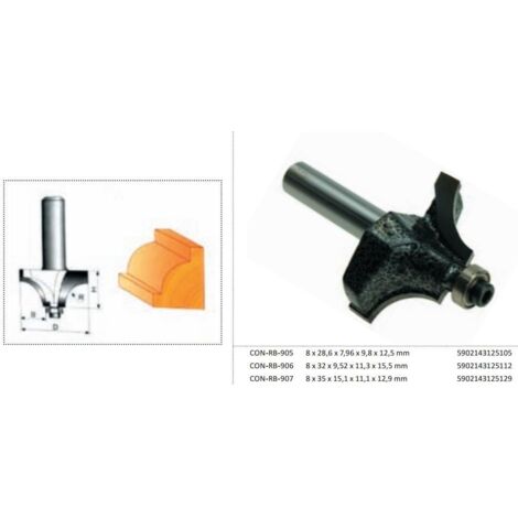 Condor frez do drewna, do zaokrągleń fi=35 12,9 x 15,1 x 11,1mm trzpień 8mm z łożyskiem