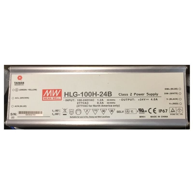 

Conductor Mean Well HLG-100H-24B 96W LED IP67 24V 4A 90-305Vac