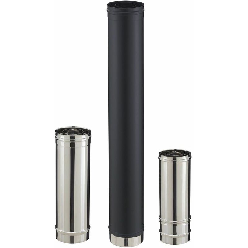 Conduit droit pour poêle à granulés - pgi pour poêles à Pellets - Diamètre 80/130 - Longueur 1000 - Finition : Inox