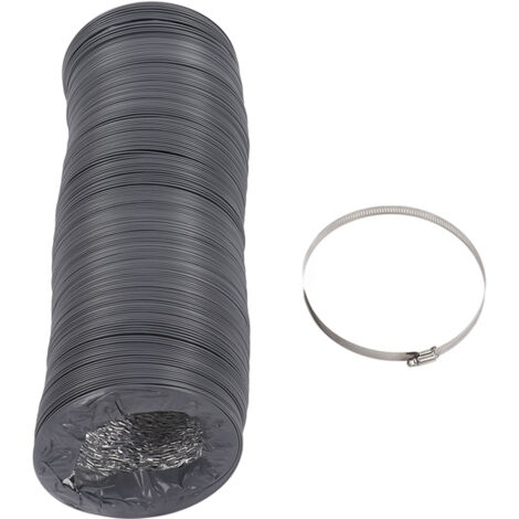 Conduit flexible en aluminium de 1 m de longueur avec pince pour canalisation d'échappement de ventilation 6 pouces