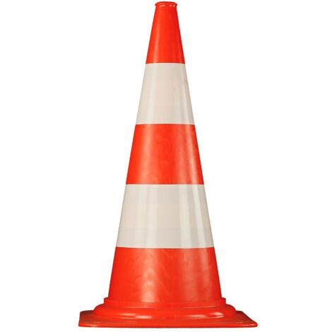 Cône de chantier PVC, 2 bandes blanches - 75 cm - 4 kg - NOVAP - 3205008
