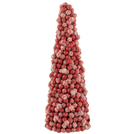 Cône de Noël Déco "Baies" 41cm Rouge