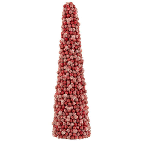 Cône de Noël Déco "Baies" 61cm Rouge