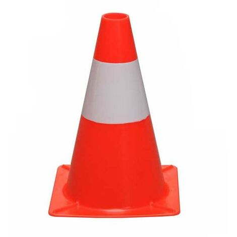 Cône de signalisation 30 cm – Polyéthylène souple et résistant – Couleur orange avec bande réfléchissante – Pour zones de danger – CVM