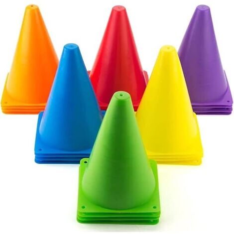 Cone De Signalisation - 30 Pièces - Hauteur 18 Cm - Diamètre 13,3 Cm - Polyéthylène Basse Densité (LDPE) - Pour Entraînement Sportif Intérieur Extérieur - Lot De 6 Couleurs