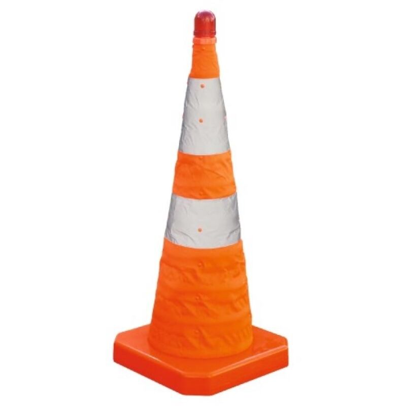 Cone De Signalisation Viso Pliable 70cm Lampe Clignotante Orangle/blanc - Ssc370