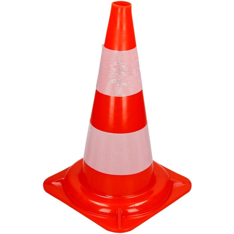 Ecd Germany - 1x Cône Signalisation Pylône, 47 cm, pvc solide, Orange/Blanc, Triangle de Circulation, Marqueur Attention Sécurité, avec 2 Bandes