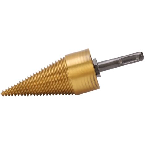 Cône Fendeur à Bois pour Perceuse, Poinçon à Bûches 42mm avec Tige Ronde et Revêtement Ti