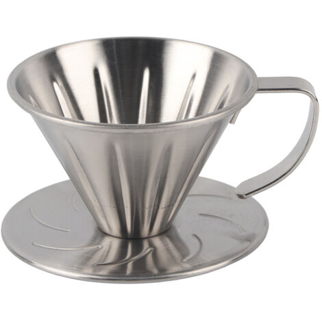 Cône Filtre à Café en Acier Inoxydable avec Support pour Méthode de Versement, Accessoire Maison et Bureau