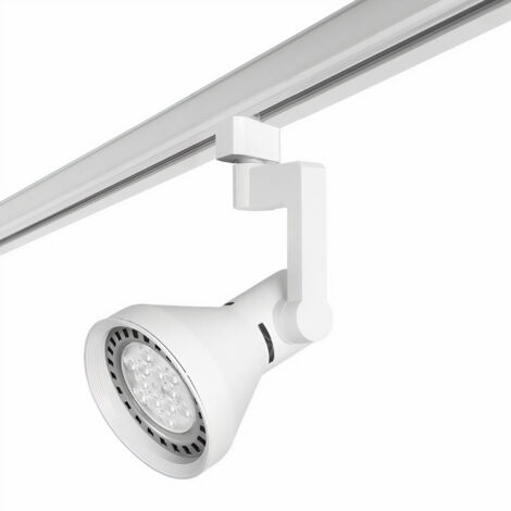 Cone Proyector De Carril Para Bombilla E27. Compatible Con Carril Trifásico. Color Blanco