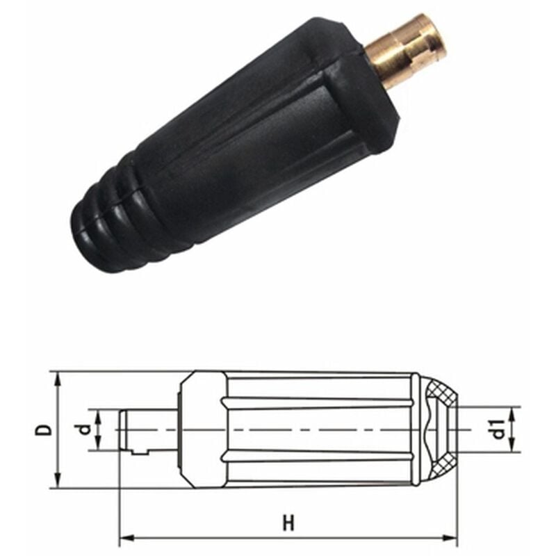 

Conector Aereo Macho 10-25 para Cable Soldar Manguera Soldadura 160-200A