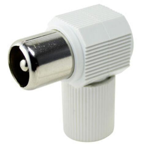 Conector antena coaxial de 13 mm Macho acodado Electro DH. Color Blanco. 10.537/BL/BT 8430552069767