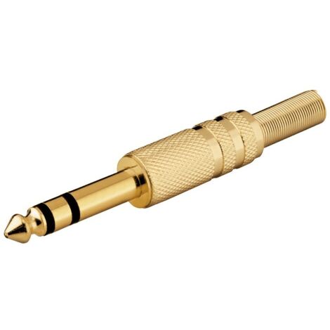 Conector audio jack 6.35 mm estereo Dorado