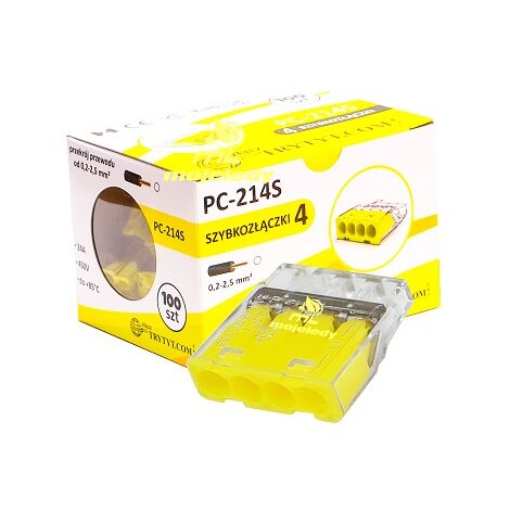 Conector autoapriete 4x2,5 PC 214S 100 uds.