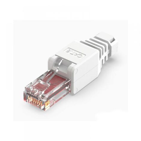 Conector CAT 6 sin herramientas (paquete de 2), cable de red sin presión, cabezal de cristal, módulo sin abrazaderas para cable de red, sin herramientas