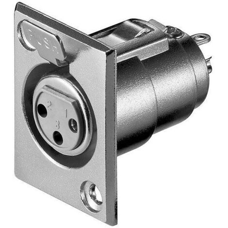Conector chasis microfono XLR 3 pin hembra Gris