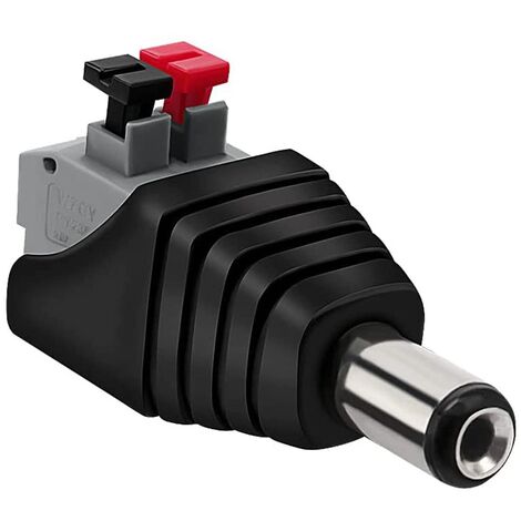 Conector DC macho 5.5 x 2.1 mm terminal  Negro