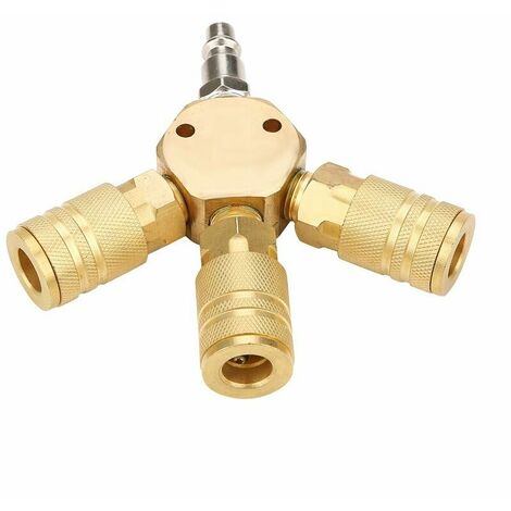 Conector de 3 vías neumático en forma de T de 1/4 , herramienta de tubería de conector de manguera neumática de aire de acoplamiento rápido en T
