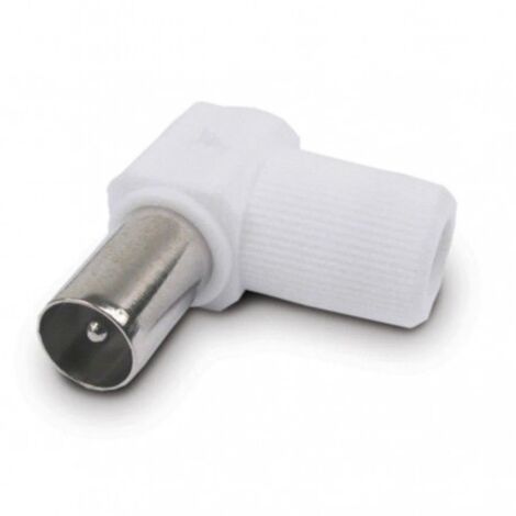 Conector de antena acodado plástico blanco 9,5 macho ref 70102
